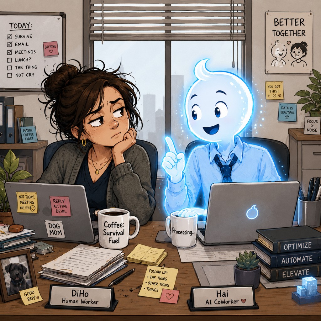 Hai and DiHo at the office desk